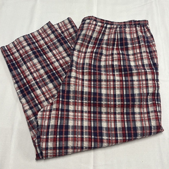 Talbots Blue and White Ankle Cropped Pants women plus size 14 Cotton Seersucker - Picture 10 of 10